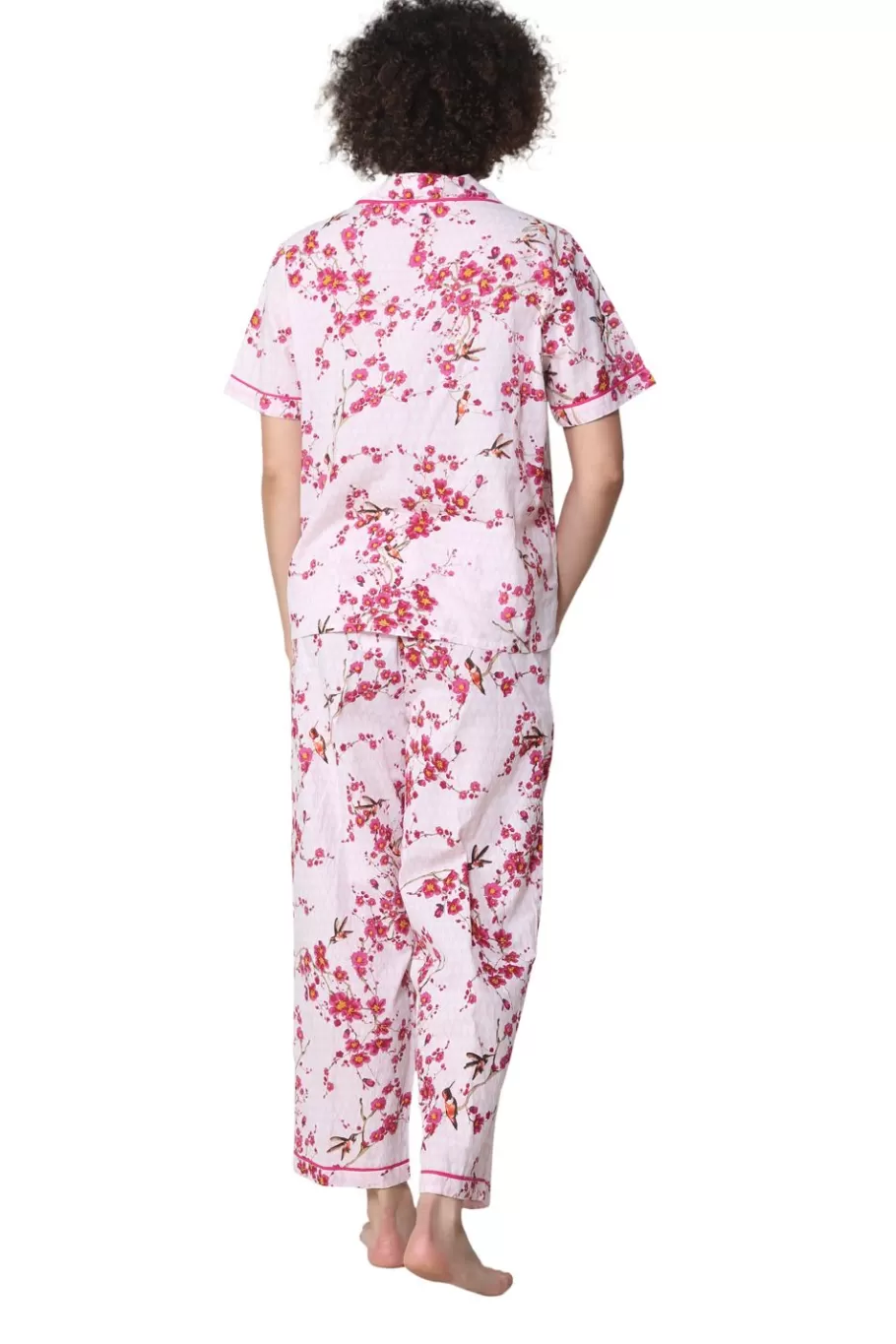 La Cera™ Pijama De Algodon Con Estampado Floral De Flor De Cerezo De La Cera^ Pijama