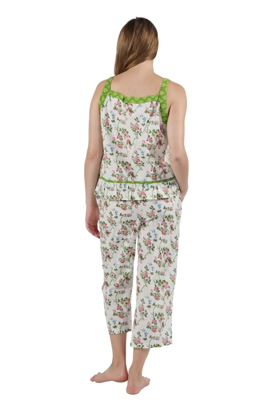 La Cera™ Pijama De Algodon Sin Mangas Con Rosas Trepadoras^ Pijama