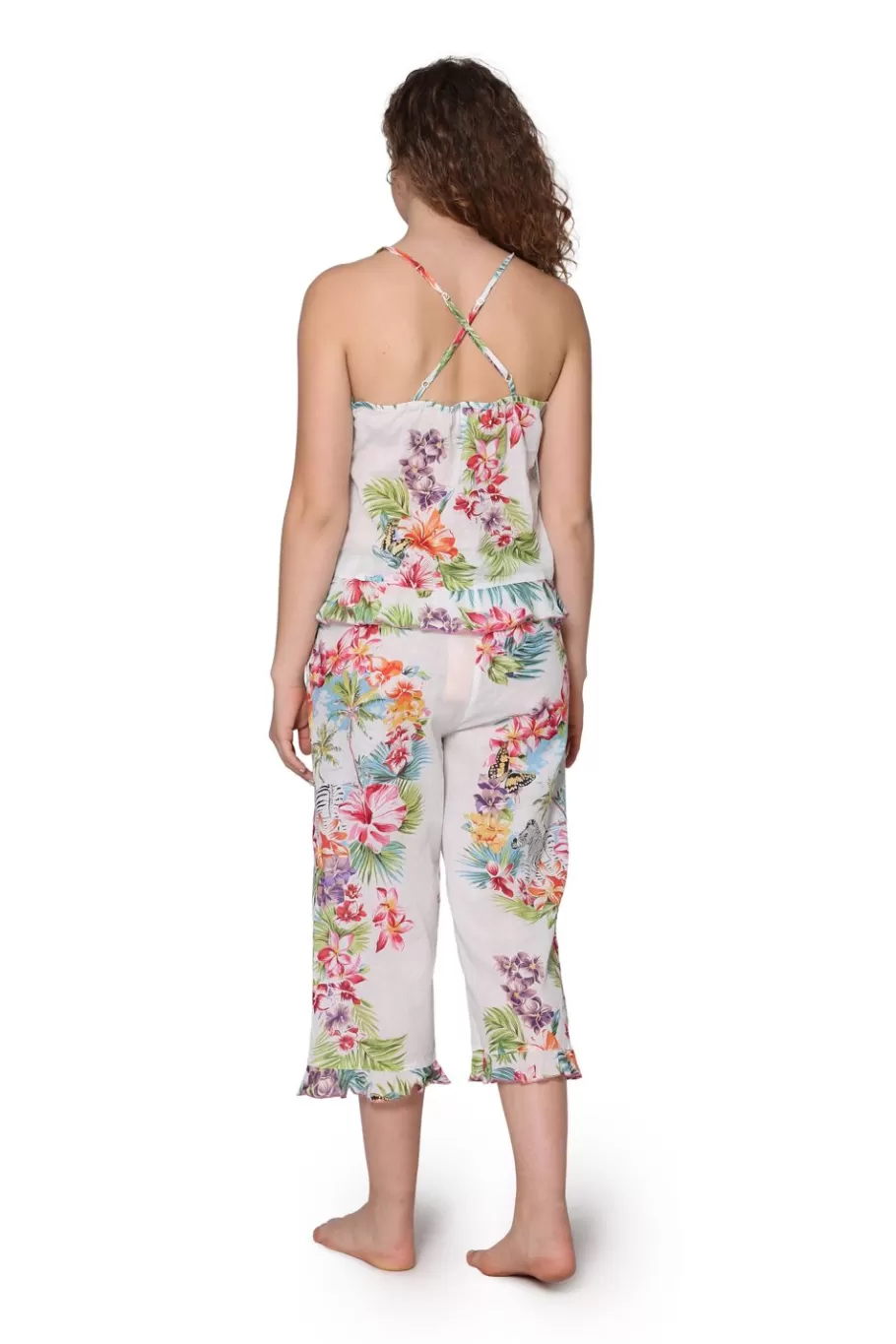 La Cera™ Pijama De Algodon Tropical Blanco^ Pijama