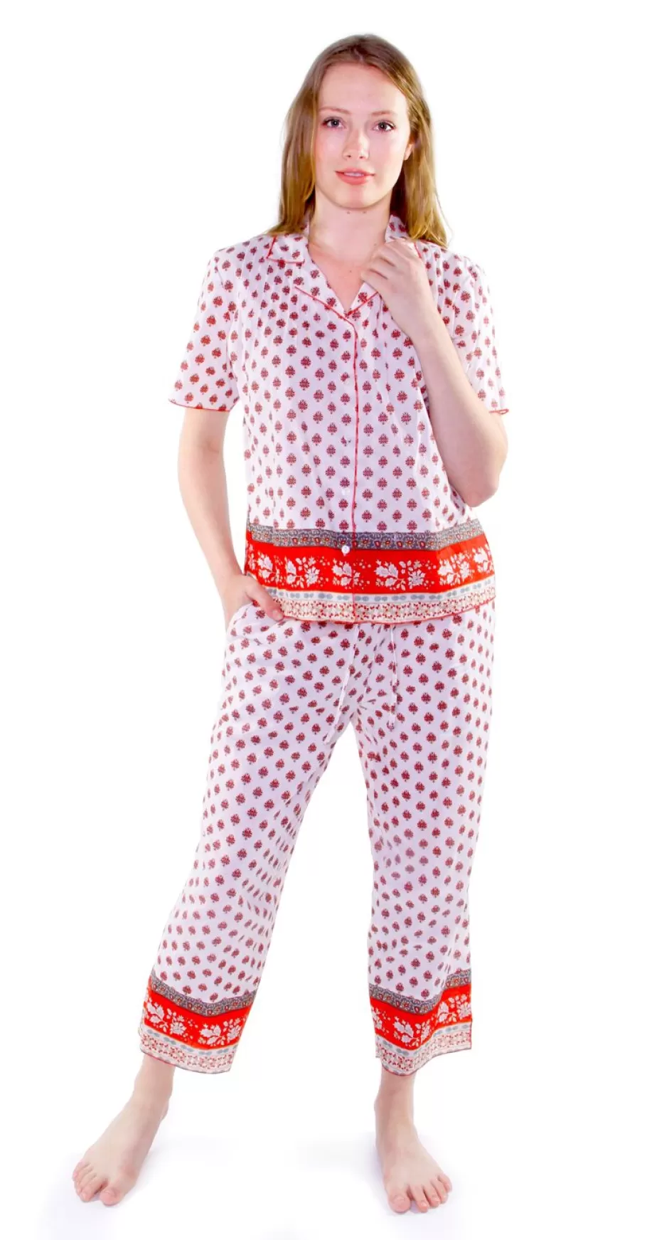 La Cera™ Pijama Rojo Y Blanco 100% Algodon.^ Pijama