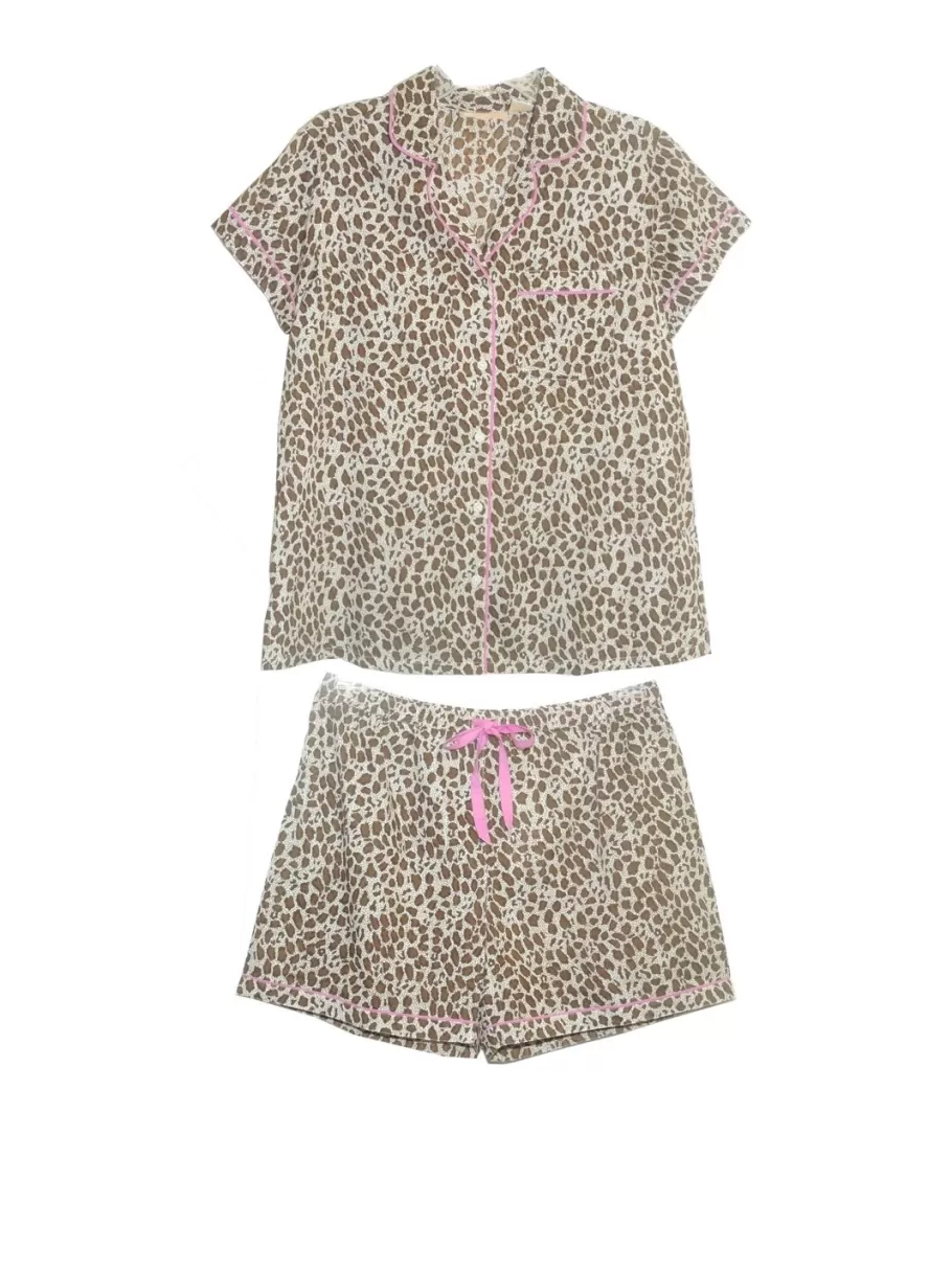 La Cera™ Pijamas De Talla Grande Con Estampado De Guepardo^ Más Ropa De Dormir