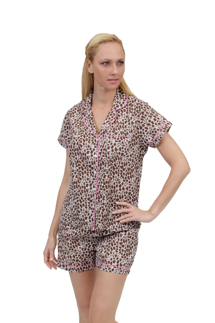 La Cera™ Pijamas De Talla Grande Con Estampado De Guepardo^ Más Ropa De Dormir