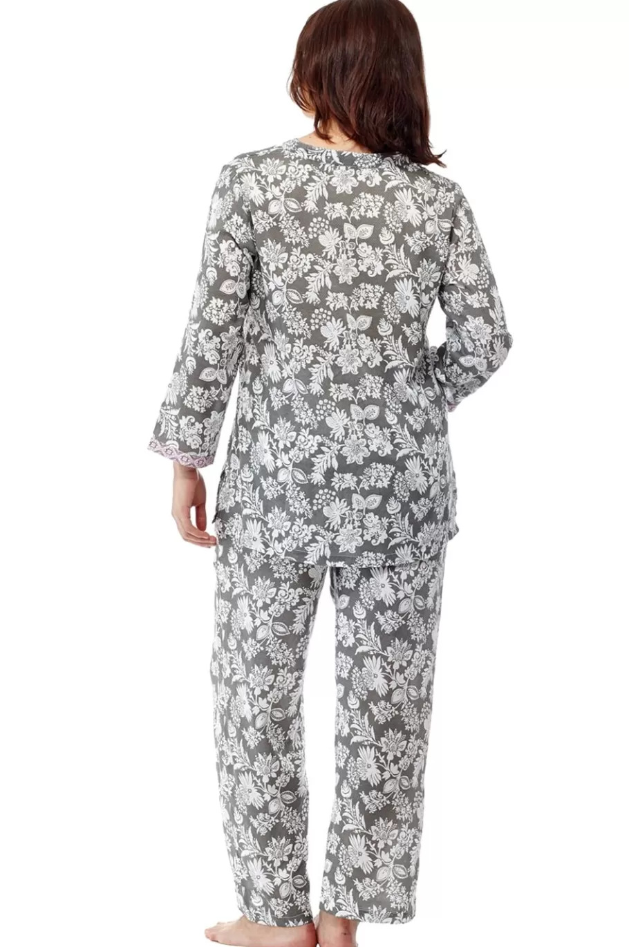 La Cera™ Pijamas De Talla Grande Con Estampado Floral Salvia De Rayon^ Más Ropa De Dormir