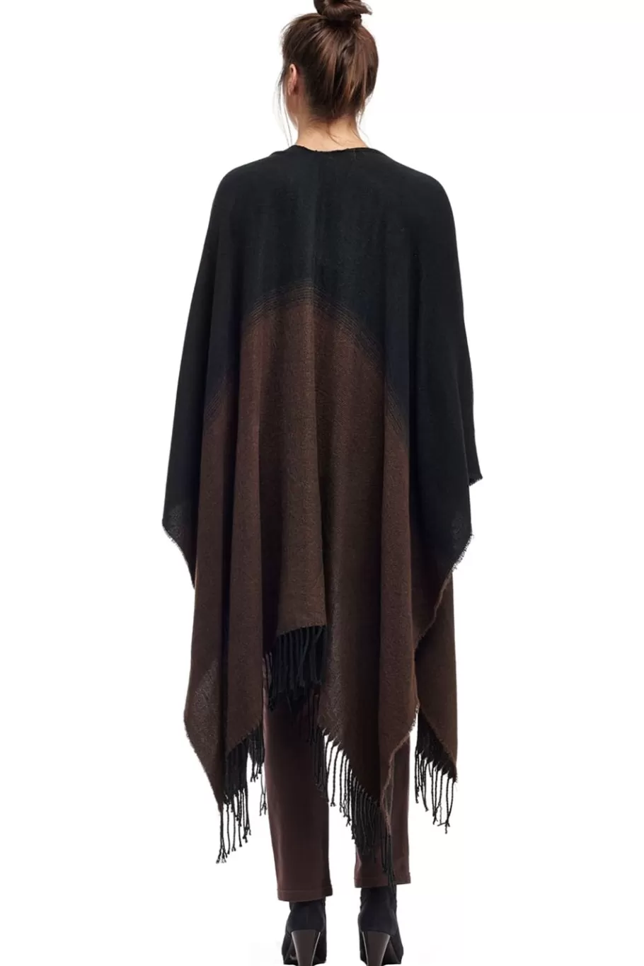 La Cera™ Poncho Tipo Chal Con Abertura Ombre De La Cera^ Suéteres