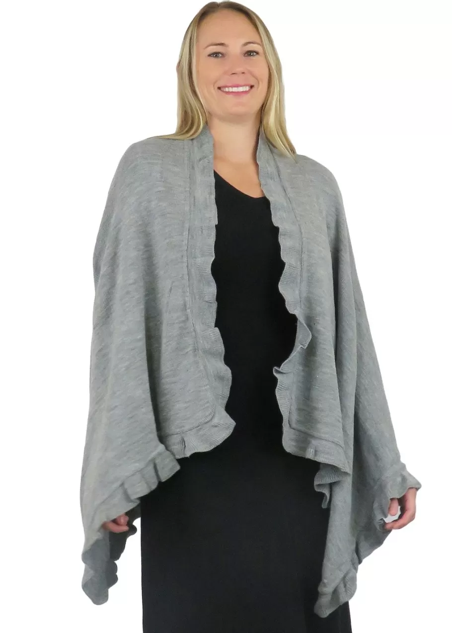 La Cera™ Poncho Tipo Chal Con Abertura Solida De La Cera^ Suéteres