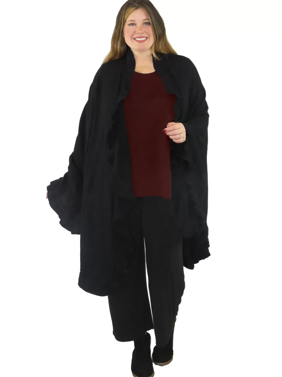 La Cera™ Poncho Tipo Chal Con Abertura Solida De La Cera^ Suéteres