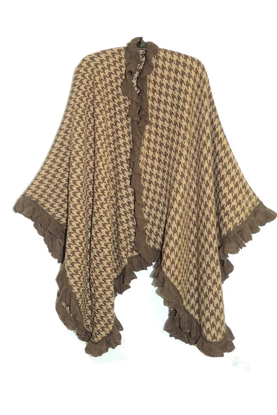 La Cera™ Poncho Tipo Chal Con Abertura Y Pata De Gallo De La Cera^ Suéteres