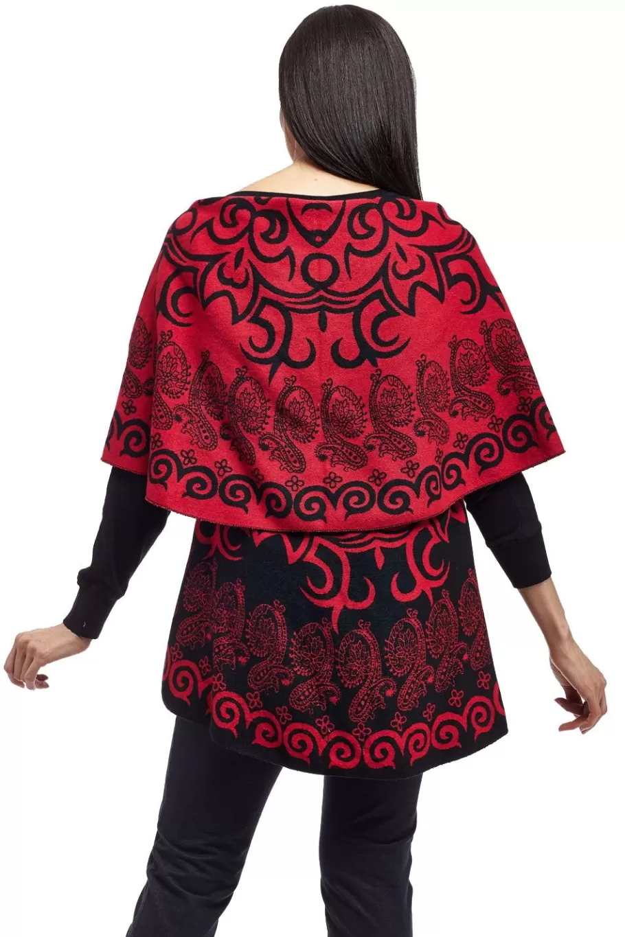 La Cera™ Poncho Tipo Chal Con Estampado De Remolinos De La Cera^ Suéteres