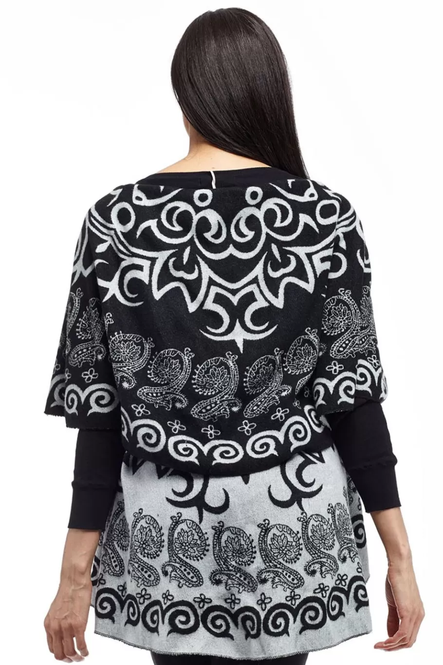 La Cera™ Poncho Tipo Chal Con Estampado De Remolinos De La Cera^ Suéteres