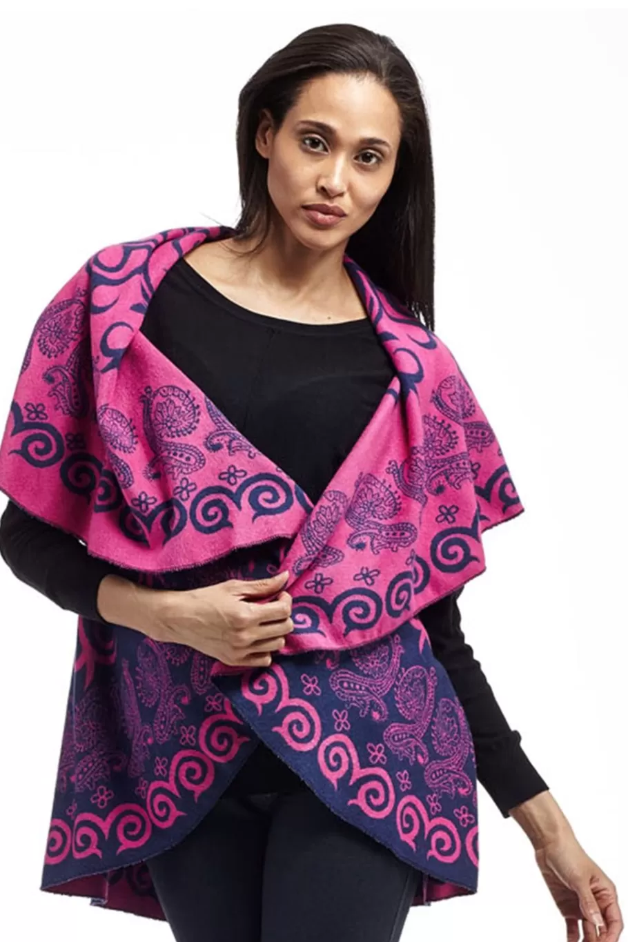 La Cera™ Poncho Tipo Chal Con Estampado De Remolinos De La Cera^ Suéteres