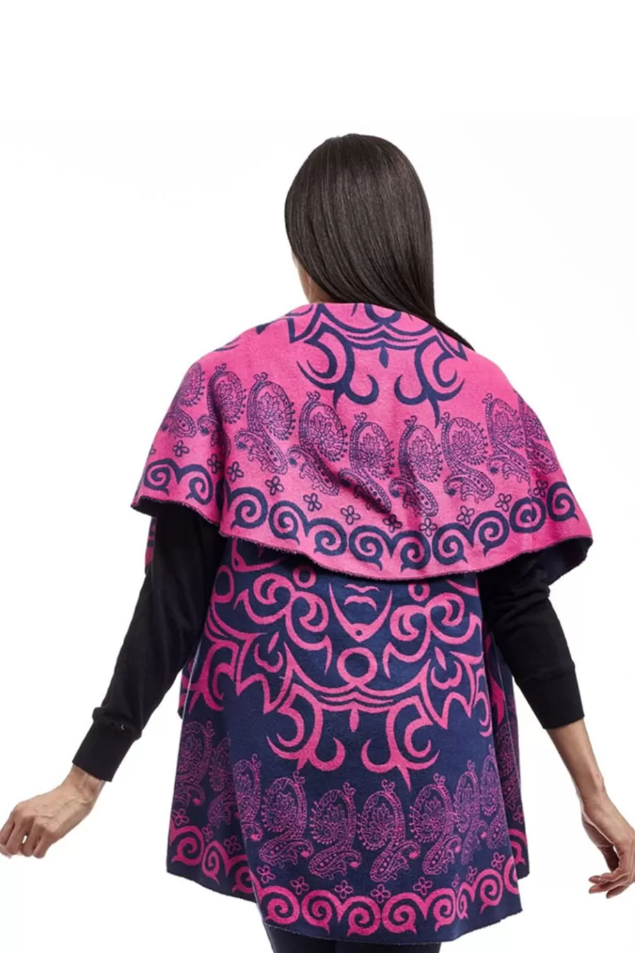 La Cera™ Poncho Tipo Chal Con Estampado De Remolinos De La Cera^ Suéteres
