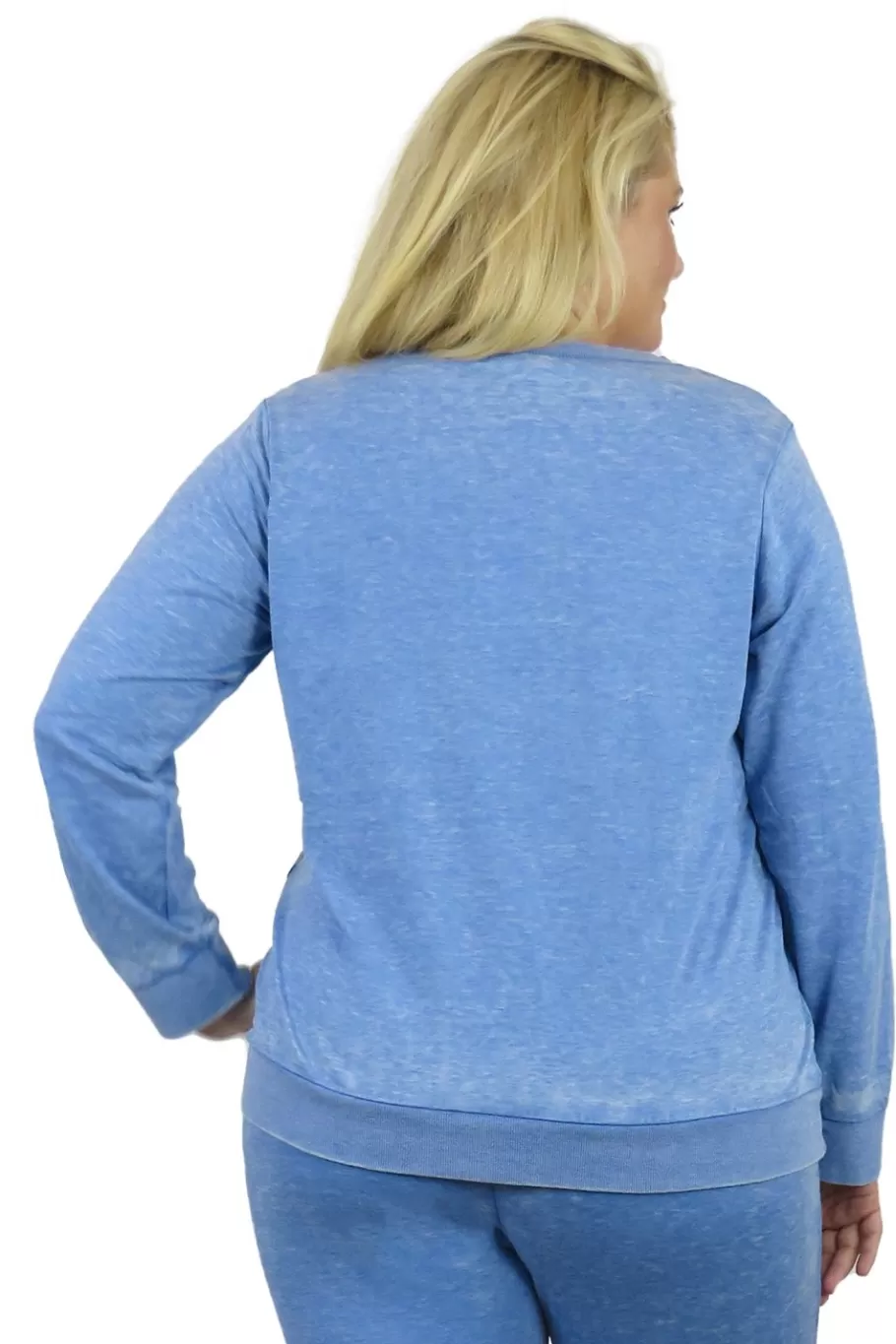 La Cera™ Sudadera De Rizo Frances Con Cuello Redondo Jaspeado De Talla Grande^ Más Ropa Cómoda