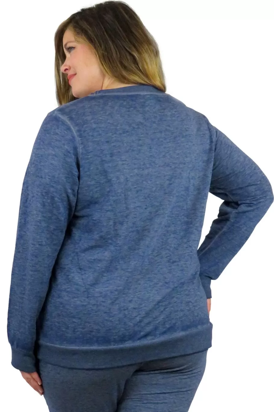 La Cera™ Sudadera De Rizo Frances Con Cuello Redondo Jaspeado De Talla Grande^ Más Ropa Cómoda