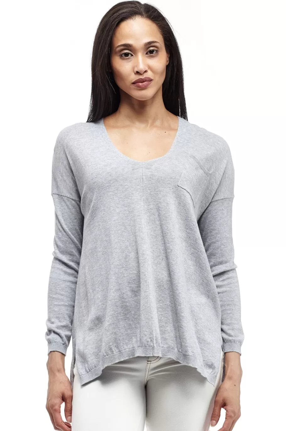 La Cera™ Sueter Tipo Jersey De Manga Larga Con Bolsillo La Cera De Talla Grande^ Plus Tops