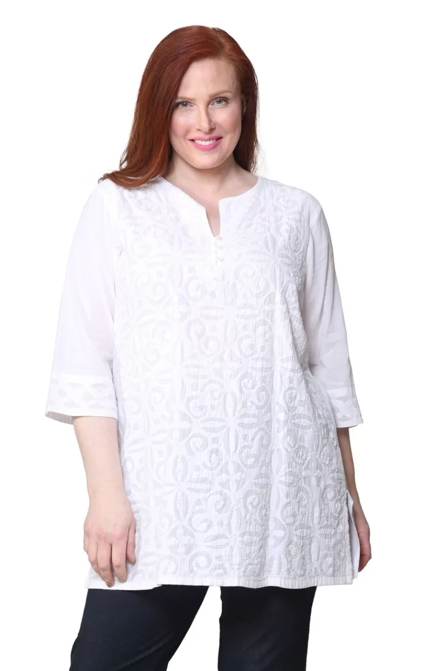 La Cera™ Top Con Apliques De Talla Grande La Cera^ Plus Tops