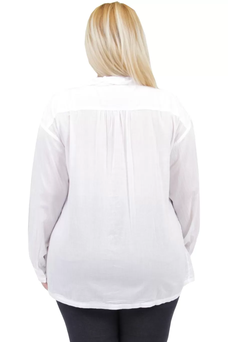 La Cera™ Top Con Botones Fruncidos En De Talla Grande La Cera^ Plus Tops