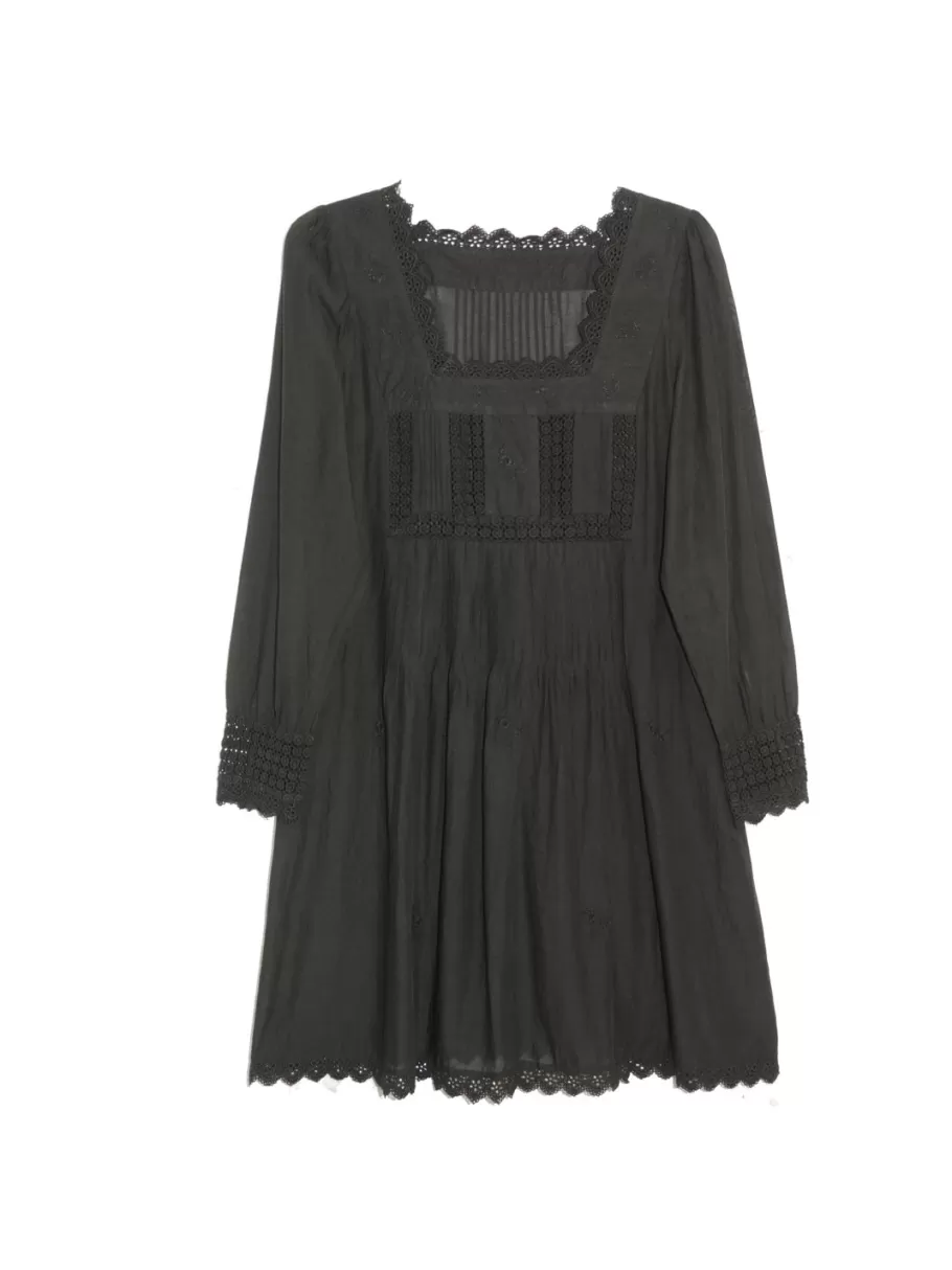 La Cera™ Top Con Detalle De Encaje Y Manga Larga De Talla Grande La Cera^ Plus Tops