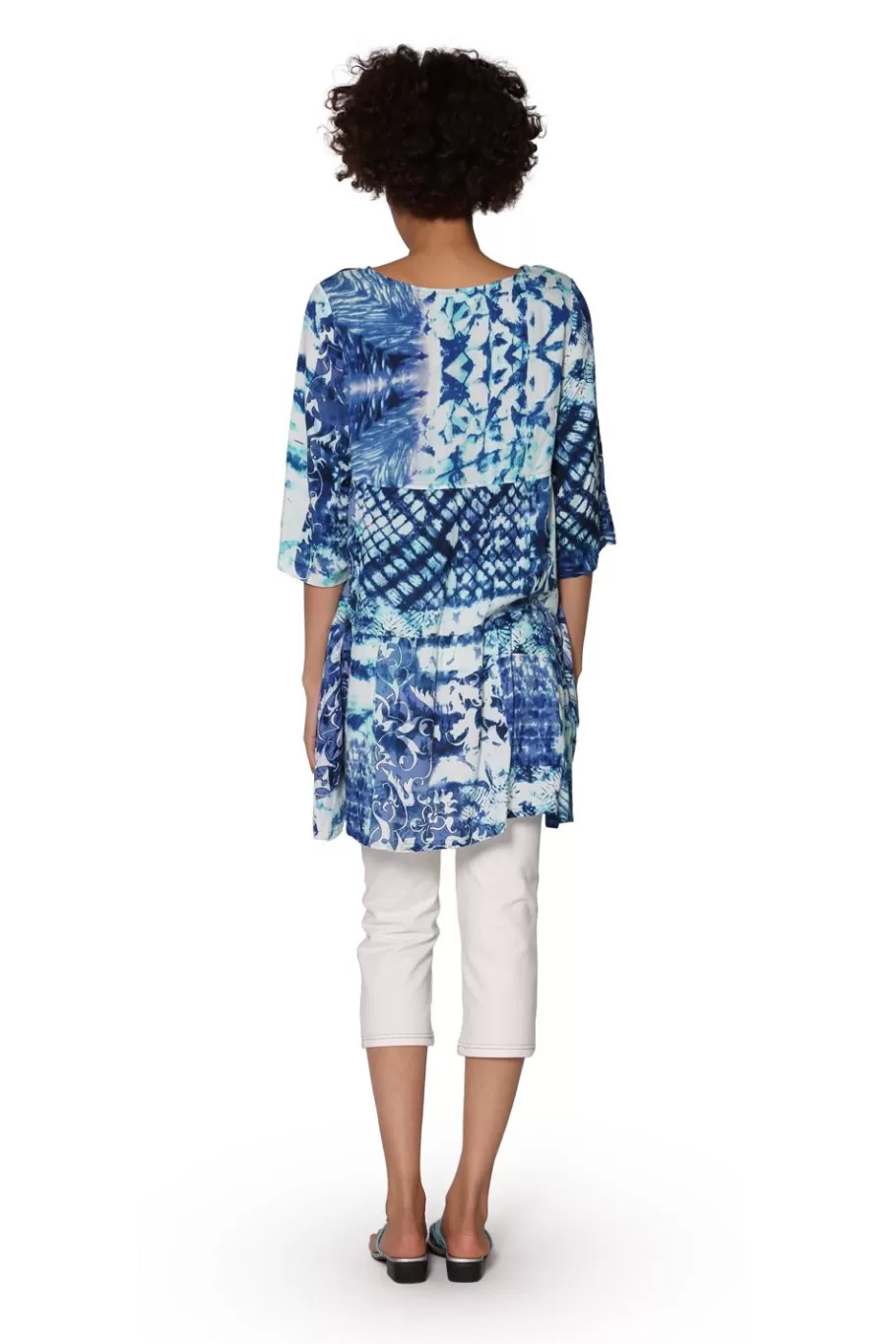 La Cera™ Top Con Vuelo Y Estampado De Batik Escalonado - Tallas Grandes^ Plus Tops