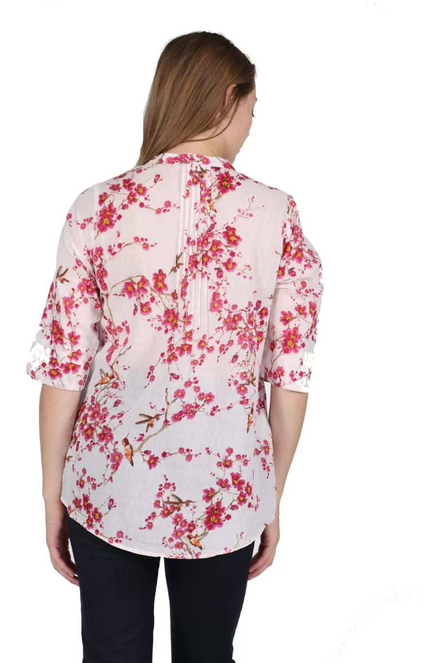 La Cera™ Top De Algodon Con Estampado De Helechos Y Parte Delantera Plisada^ Tapas