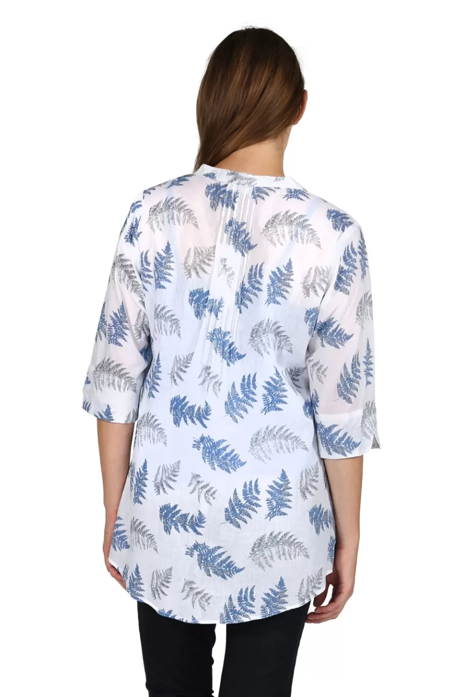 La Cera™ Top De Algodon Estampado Con Frente Plisado - Tallas Grandes^ Plus Tops