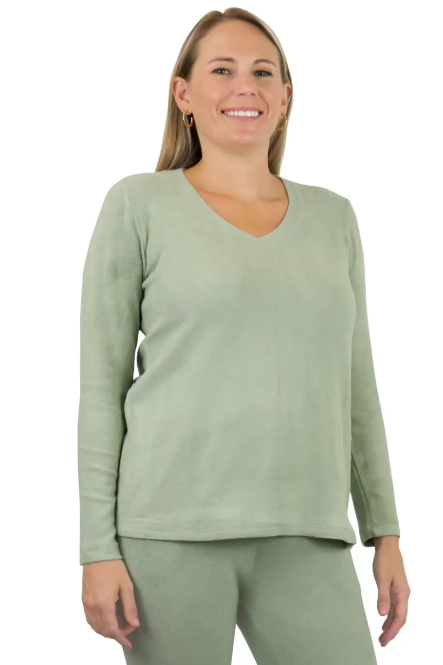 La Cera™ Top De Manga Larga Con Cuello En V Comfort Collection^ Tapas