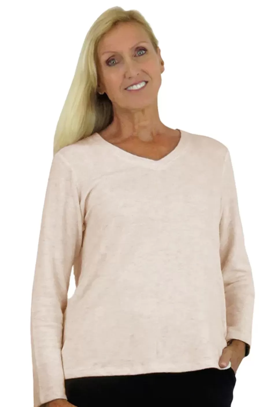 La Cera™ Top De Manga Larga Con Cuello En V Comfort Collection^ Tapas