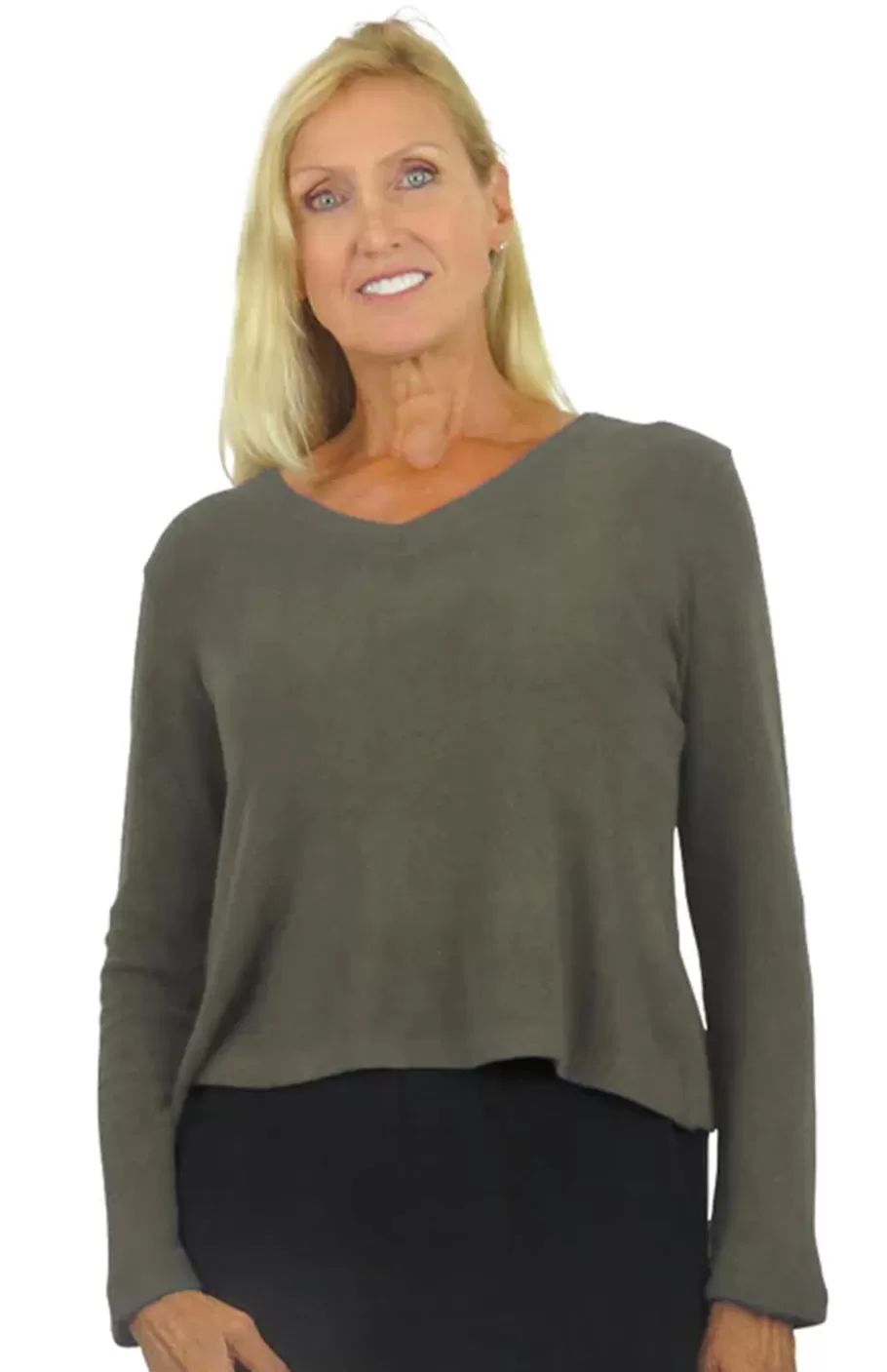 La Cera™ Top De Manga Larga Con Cuello En V Comfort Collection^ Tapas