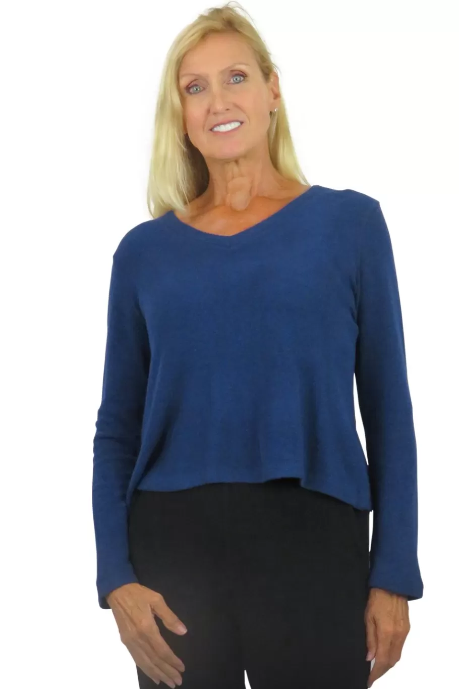 La Cera™ Top De Manga Larga Con Cuello En V Comfort Collection^ Tapas