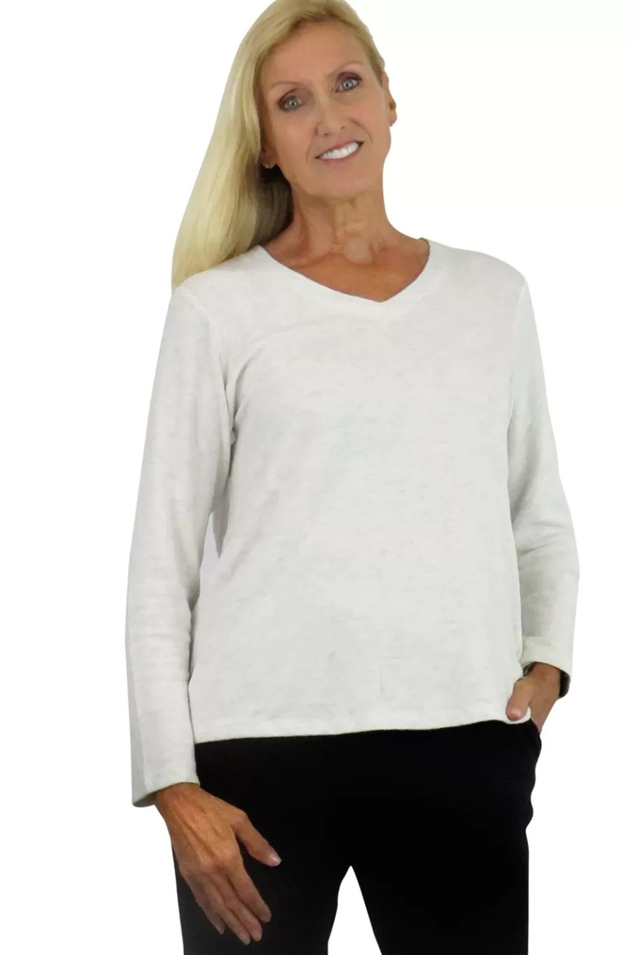 La Cera™ Top De Manga Larga Con Cuello En V Comfort Collection^ Tapas