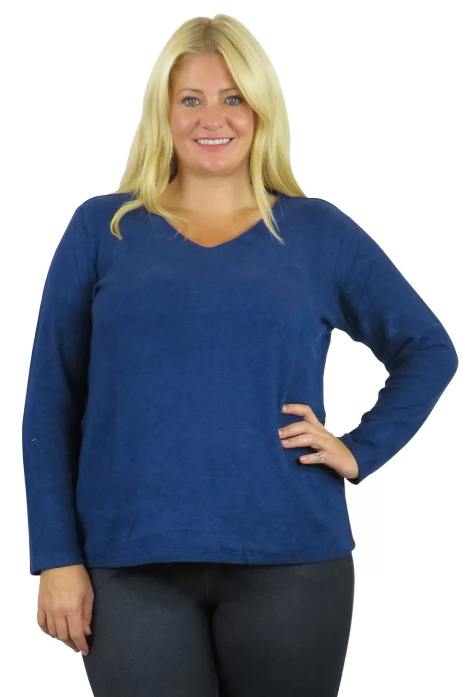 La Cera™ Top De Manga Larga Con Cuello En V Comfort Collection - Talla Grande^ Más Ropa Cómoda