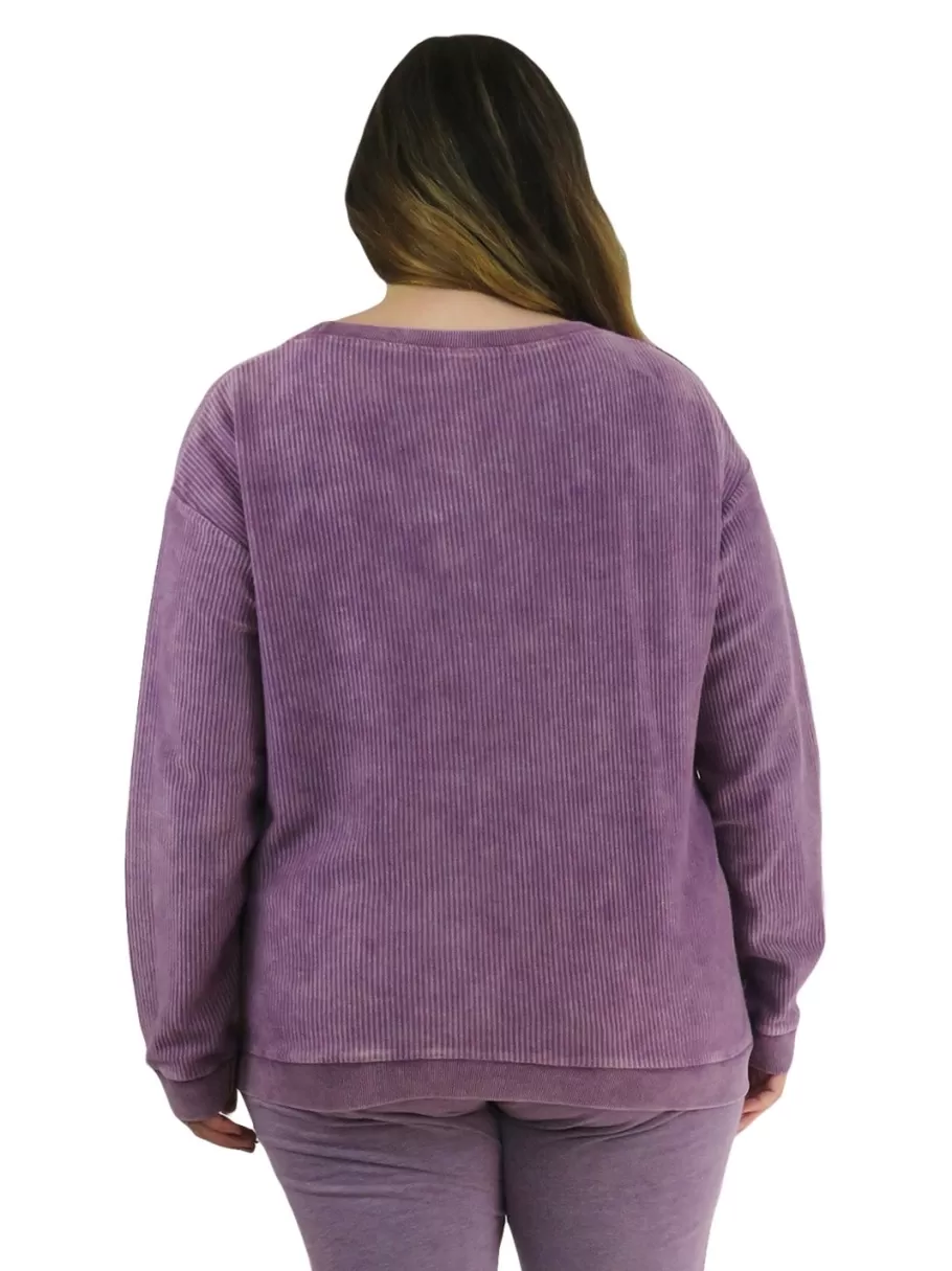 La Cera™ Top De Manga Larga De Punto Acanalado Otomano - Talla Grande^ Más Ropa Cómoda