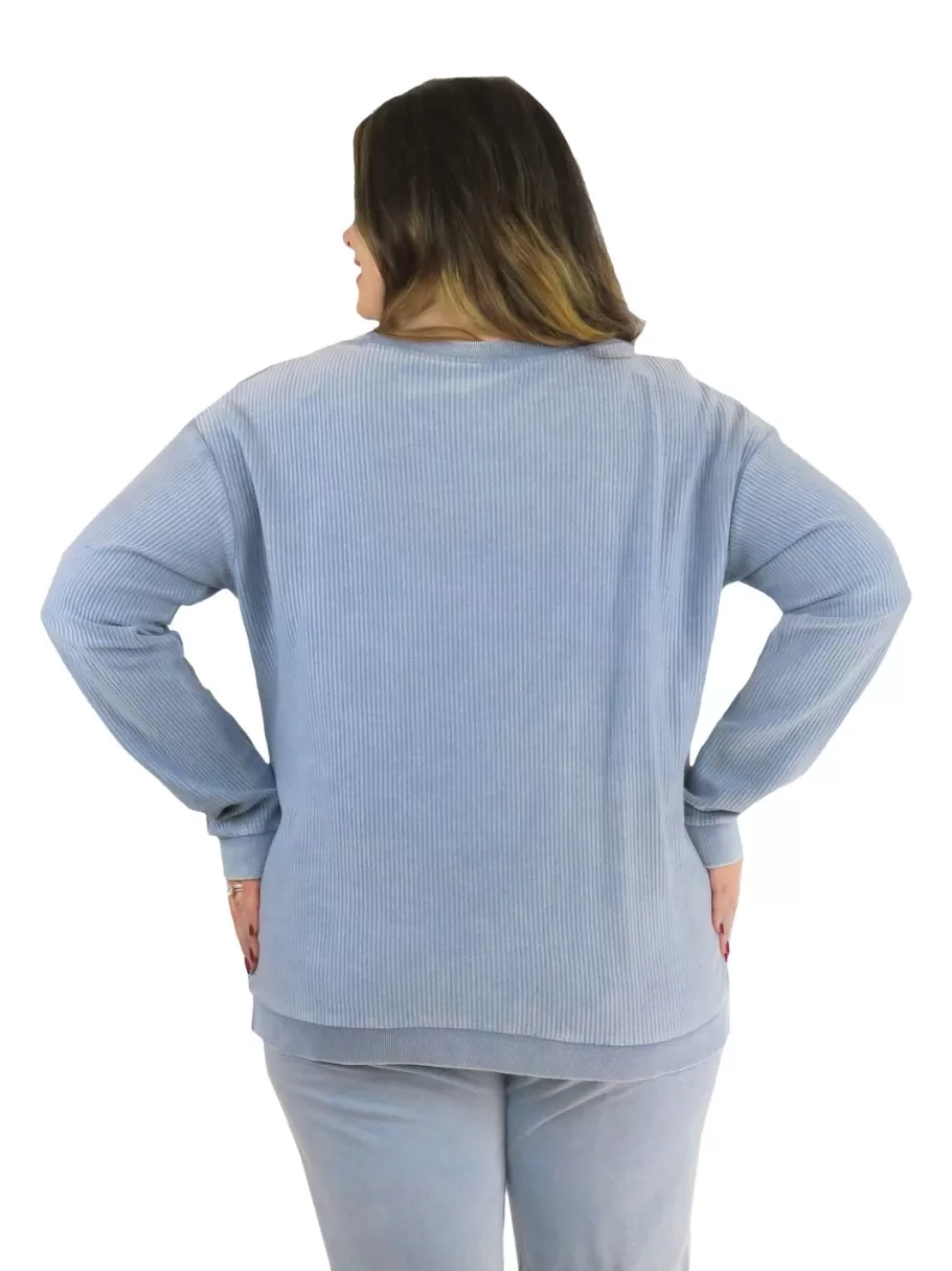 La Cera™ Top De Manga Larga De Punto Acanalado Otomano - Talla Grande^ Más Ropa Cómoda