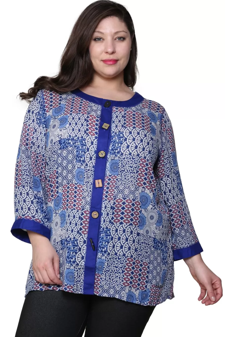 La Cera™ Top De Patchwork La Cera Talla Grande^ Plus Tops