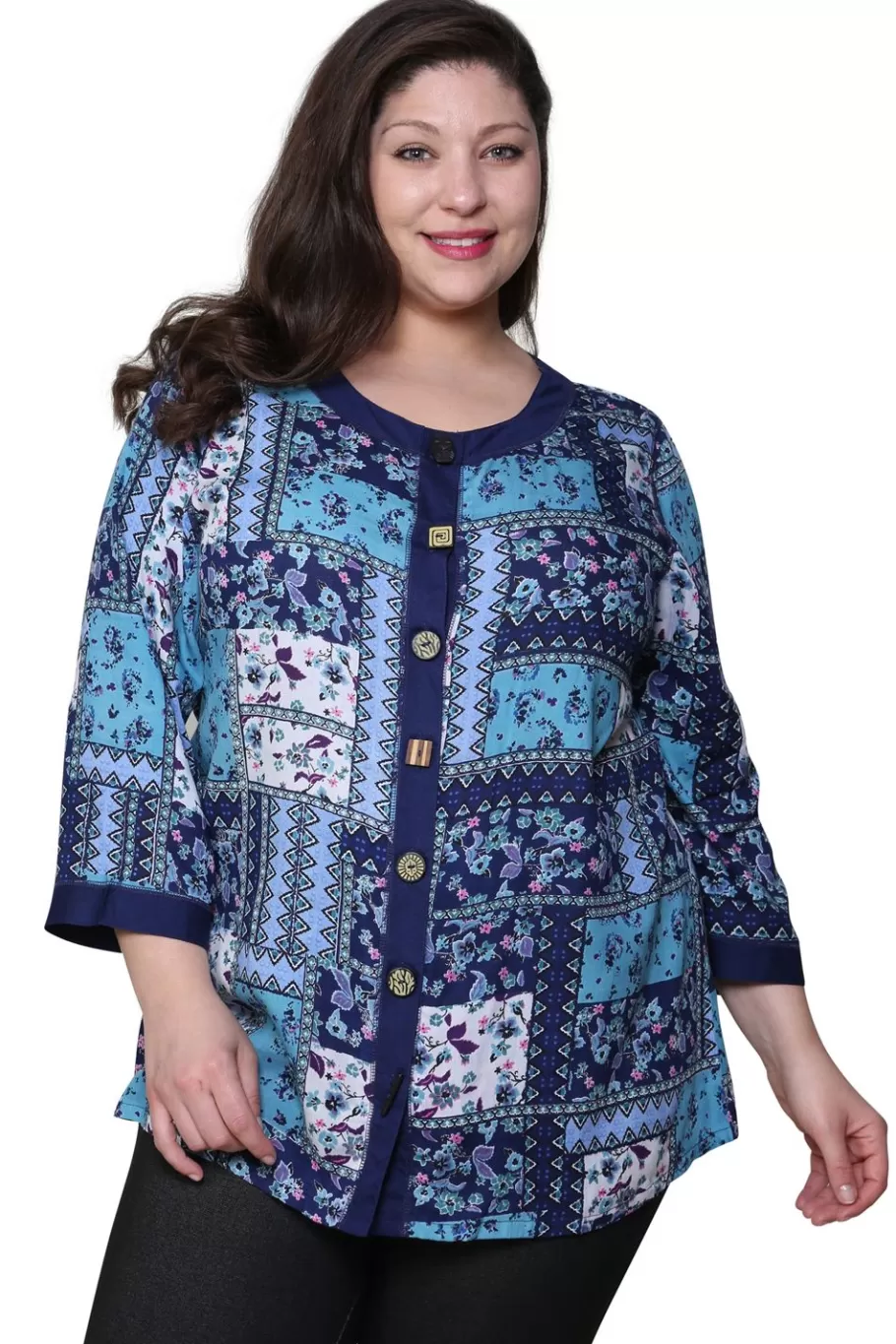La Cera™ Top De Patchwork La Cera Talla Grande^ Plus Tops
