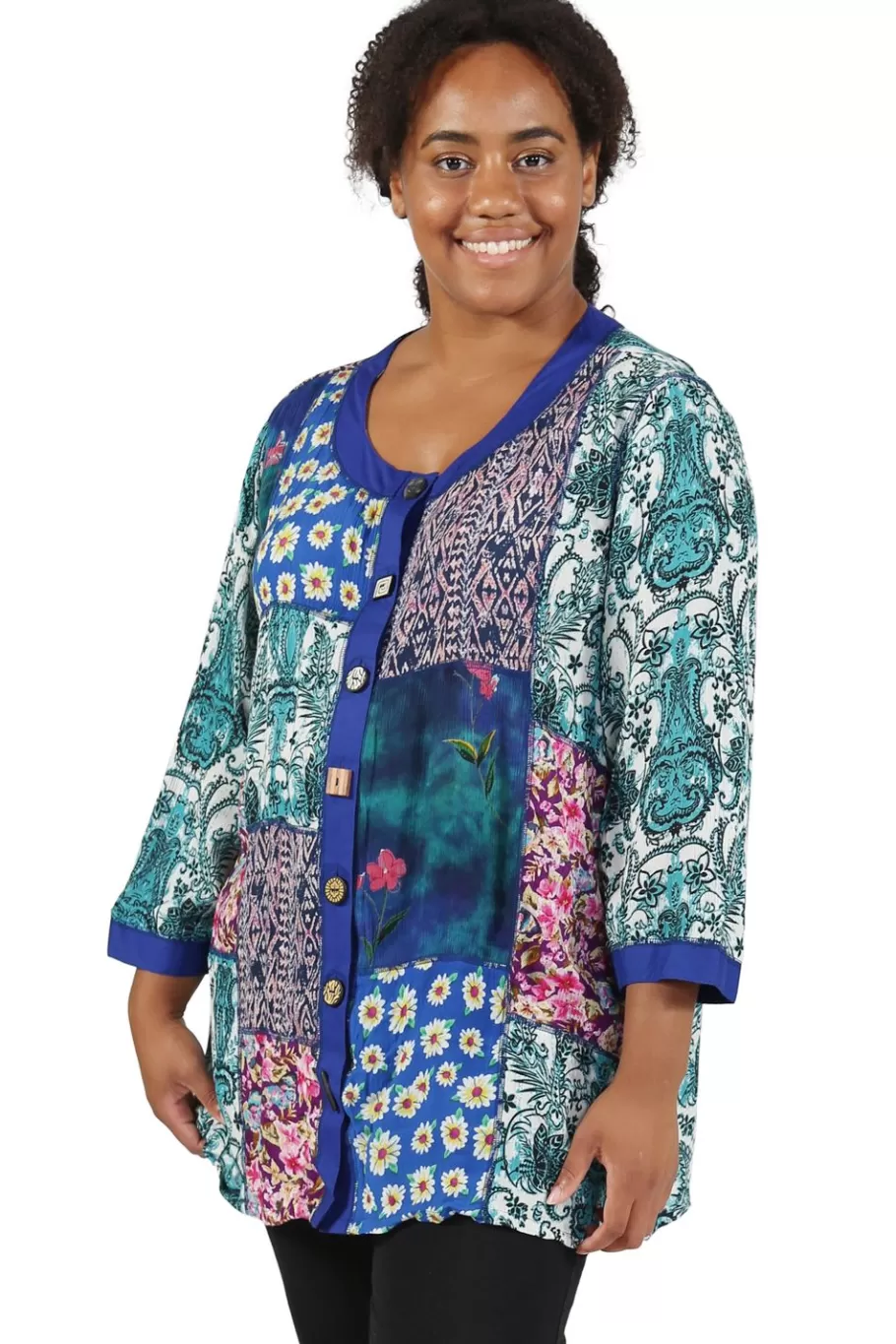 La Cera™ Top De Patchwork Multicolor La Cera Talla Grande^ Plus Tops