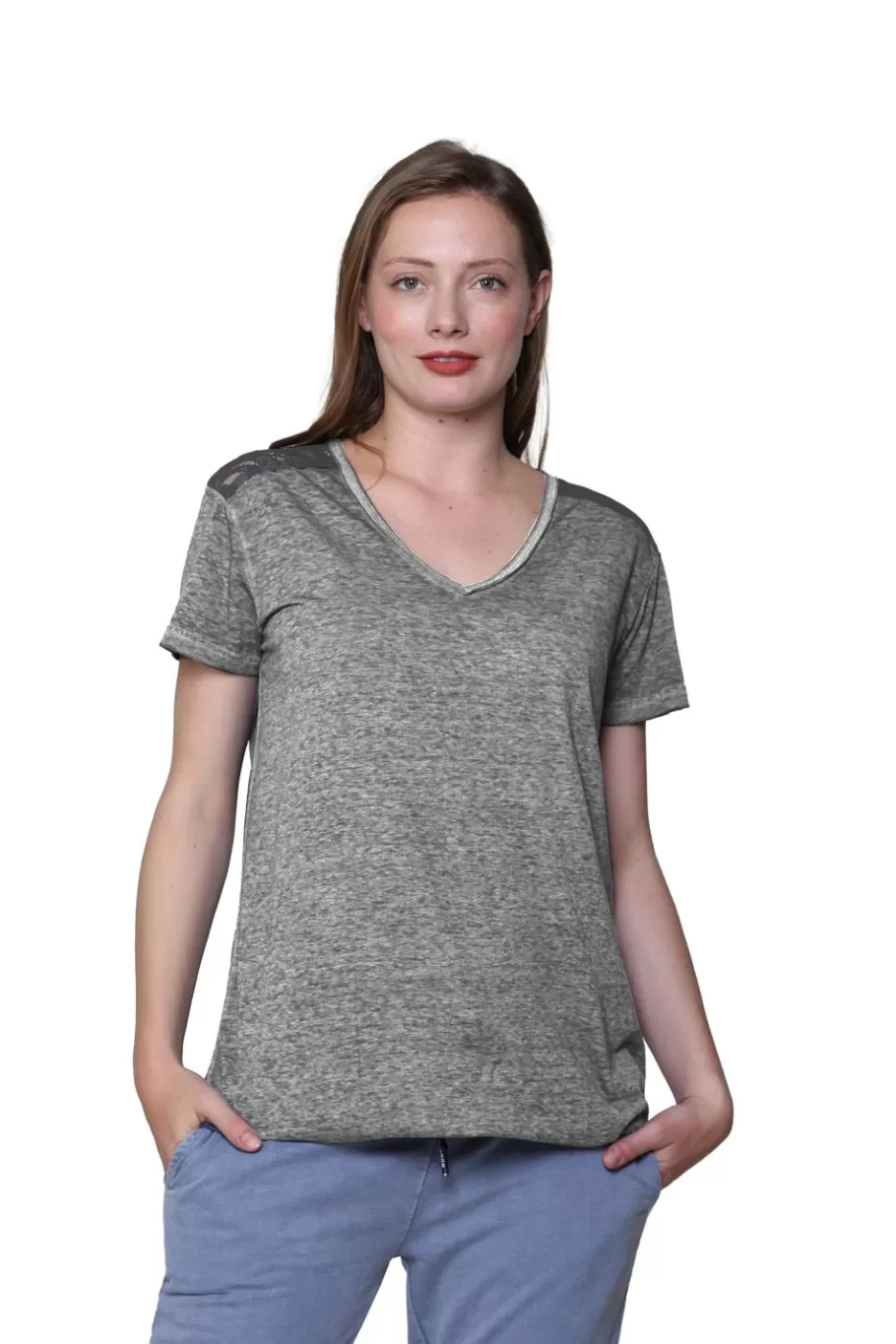 La Cera™ Top De Punto Suave Y Flexible Con Cuello En V^ Tapas