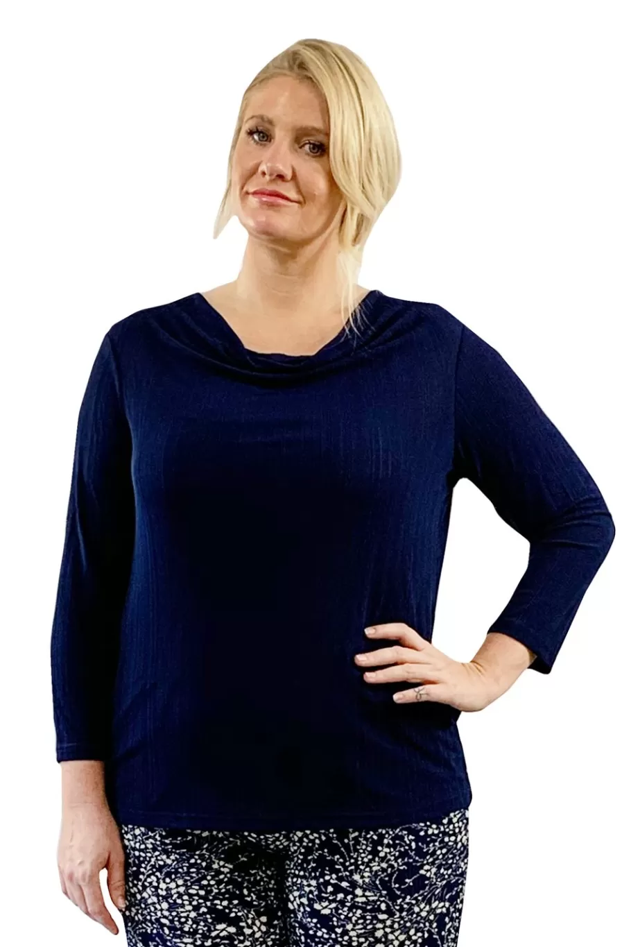 La Cera™ Top Liso Con Cuello Vuelto La Cera De Talla Grande^ Plus Tops