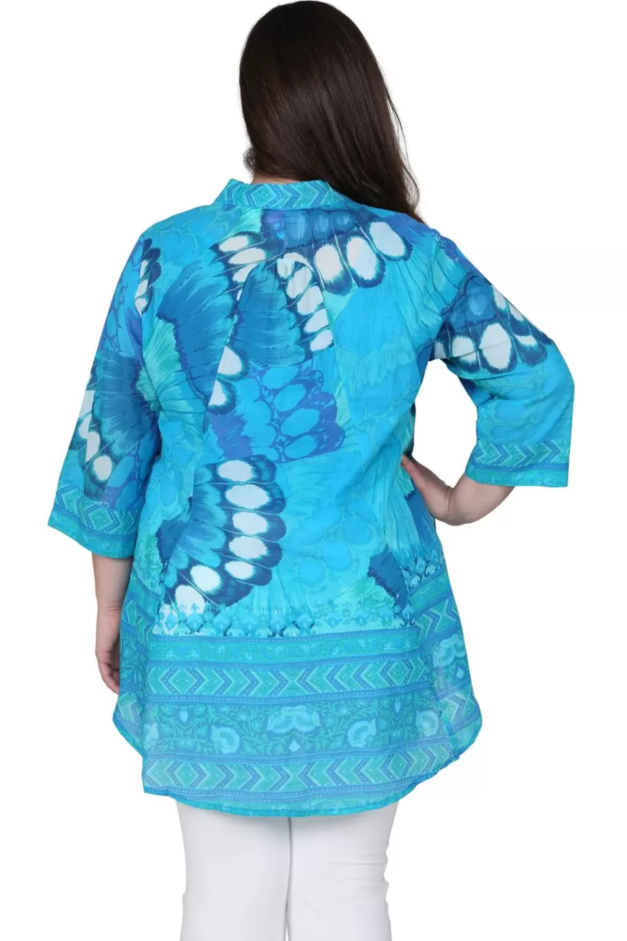 La Cera™ Top Suelto Con Alas De Mariposa De Talla Grande^ Plus Tops