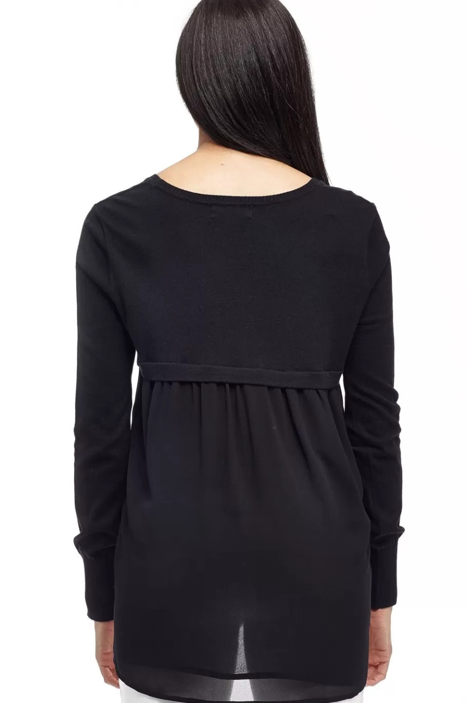 La Cera™ Top Tipo Jersey Con Cuello Redondo Y Espalda De Georgette La Cera^ Suéteres