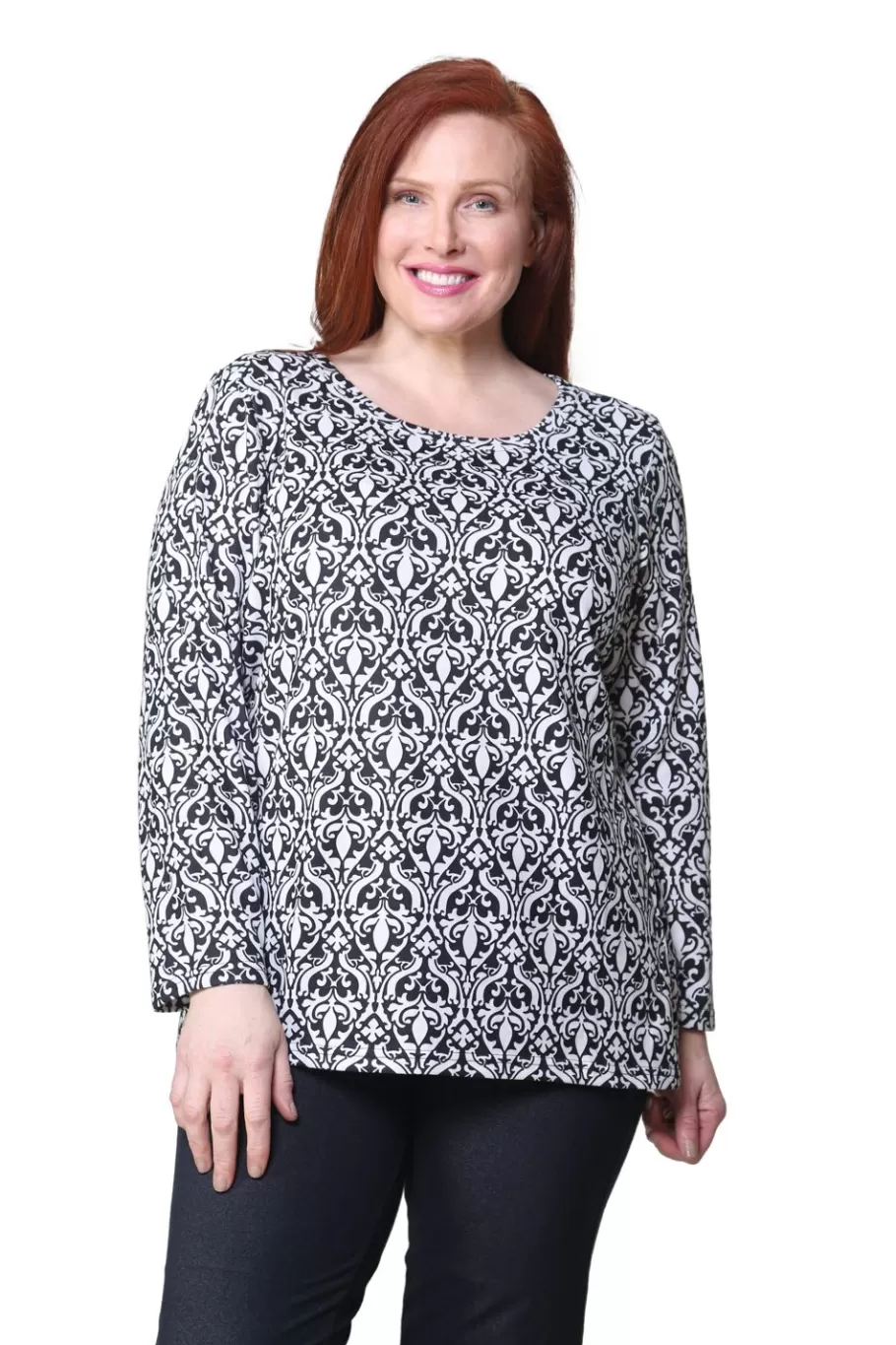 La Cera™ Top Tipo Jersey Con Estampado Barroco La Cera - Talla Grande^ Plus Tops