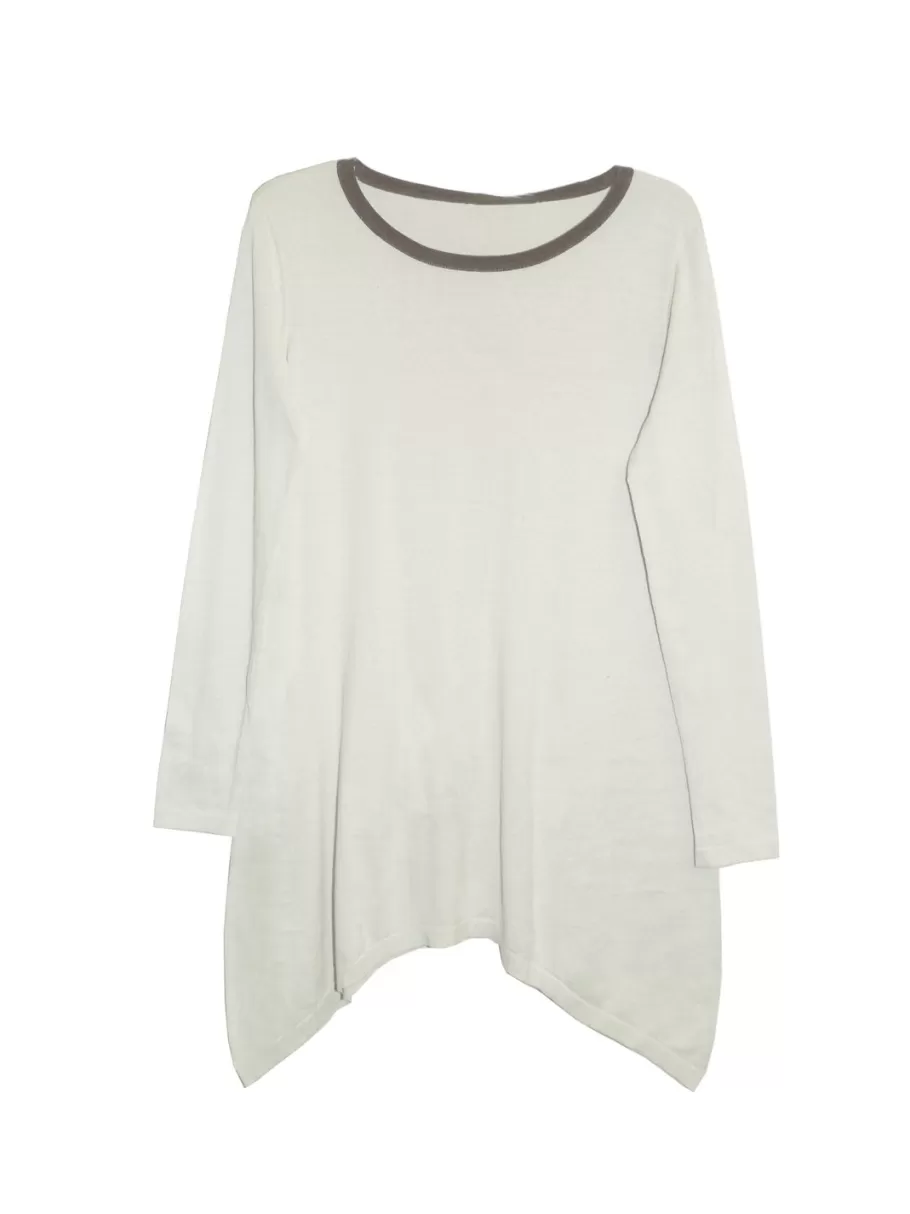 La Cera™ Top Tipo Sueter Con Cuello Redondo Hi-Lo La Cera - Talla Grande^ Plus Tops
