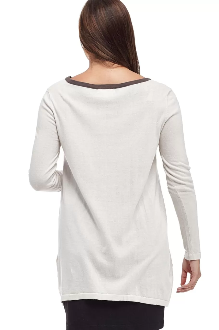 La Cera™ Top Tipo Sueter Con Cuello Redondo Hi-Lo La Cera - Talla Grande^ Plus Tops