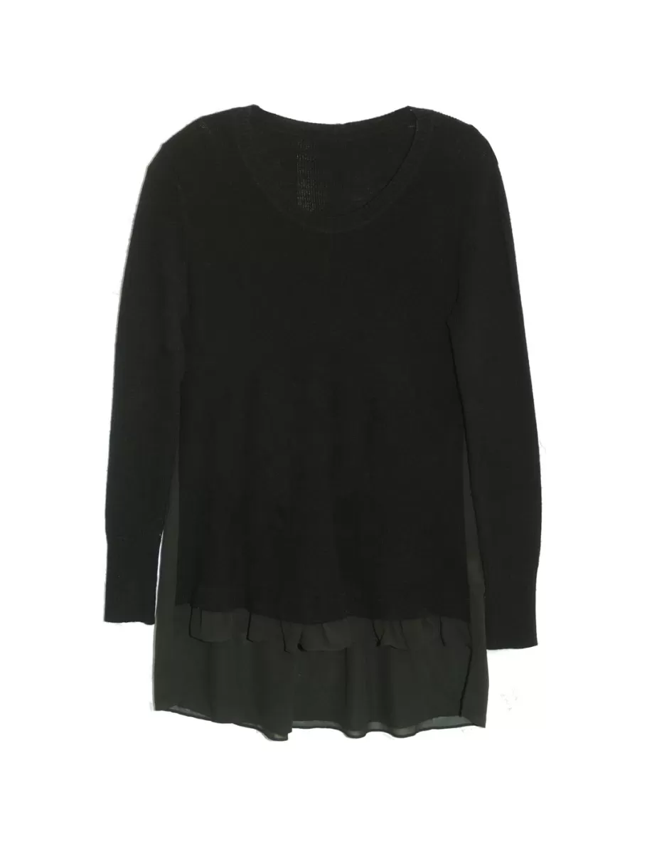 La Cera™ Top Tipo Sueter Con Cuello Redondo Y Espalda De Georgette La Cera Tall^ Plus Tops