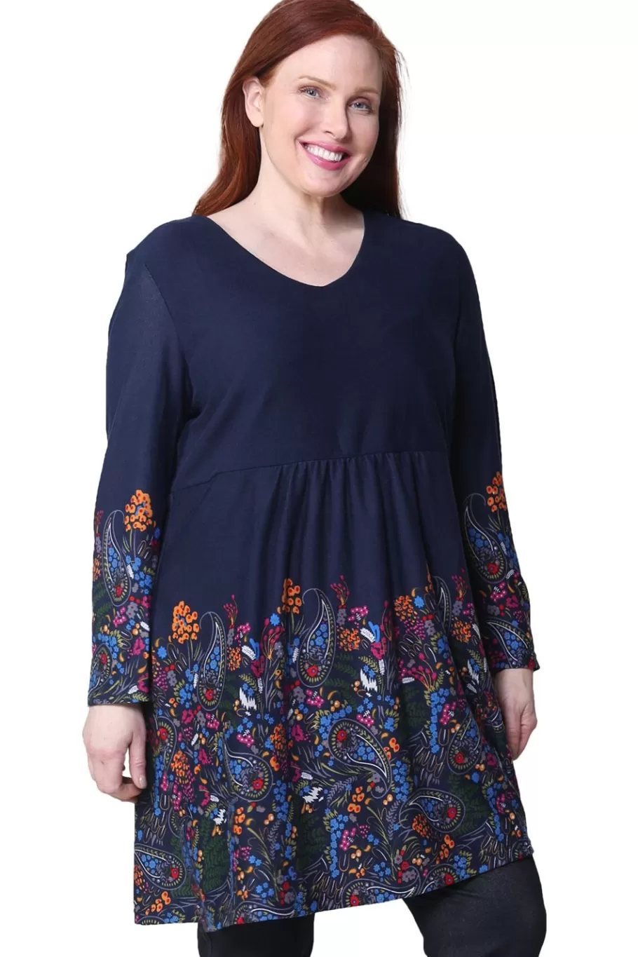 La Cera™ Top Tipo Tunica Tipo Jersey Floral La Cera - Talla Grande^ Plus Tops