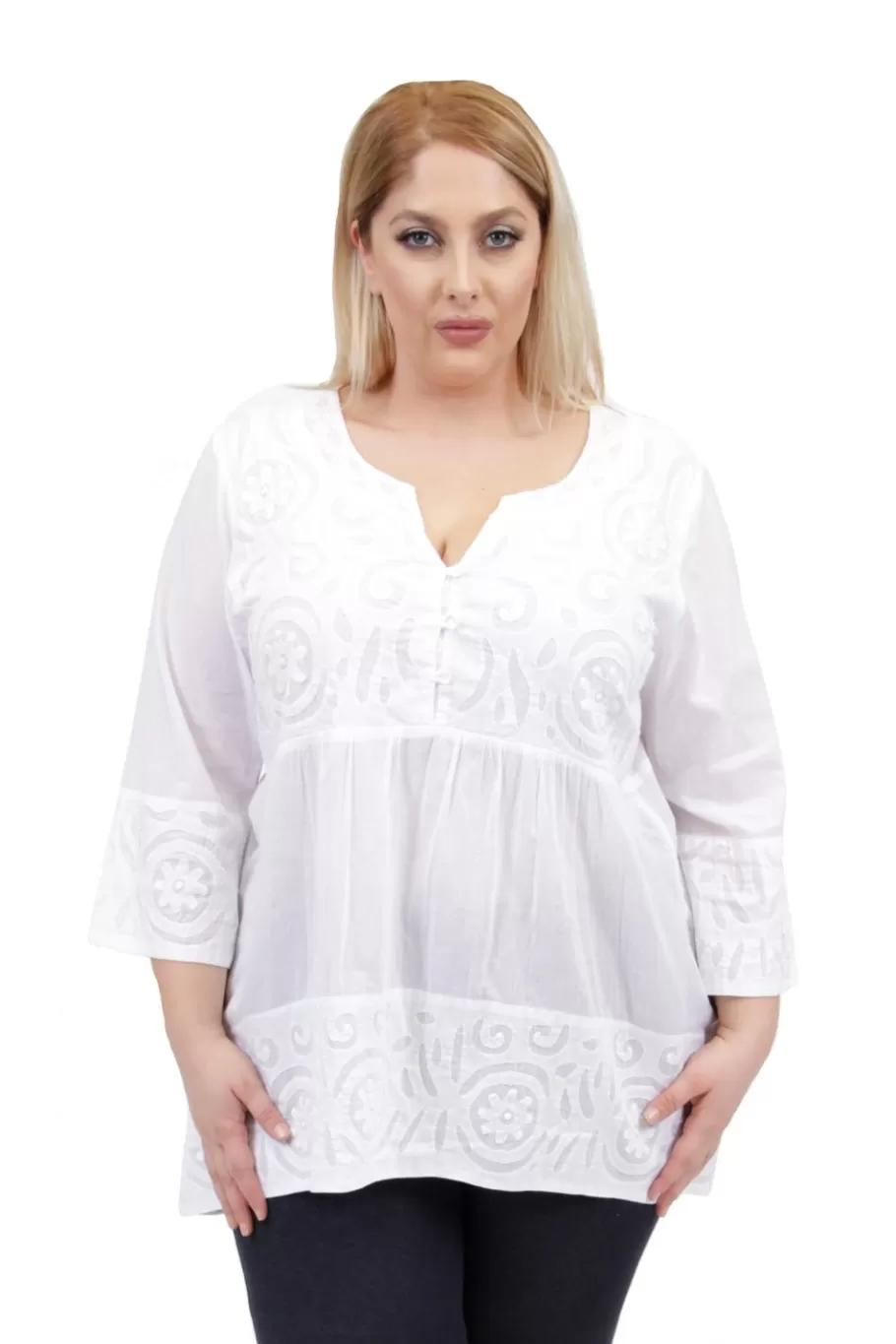 La Cera™ Tunica Con Apliques Recortados De Talla Grande La Cera^ Plus Tops