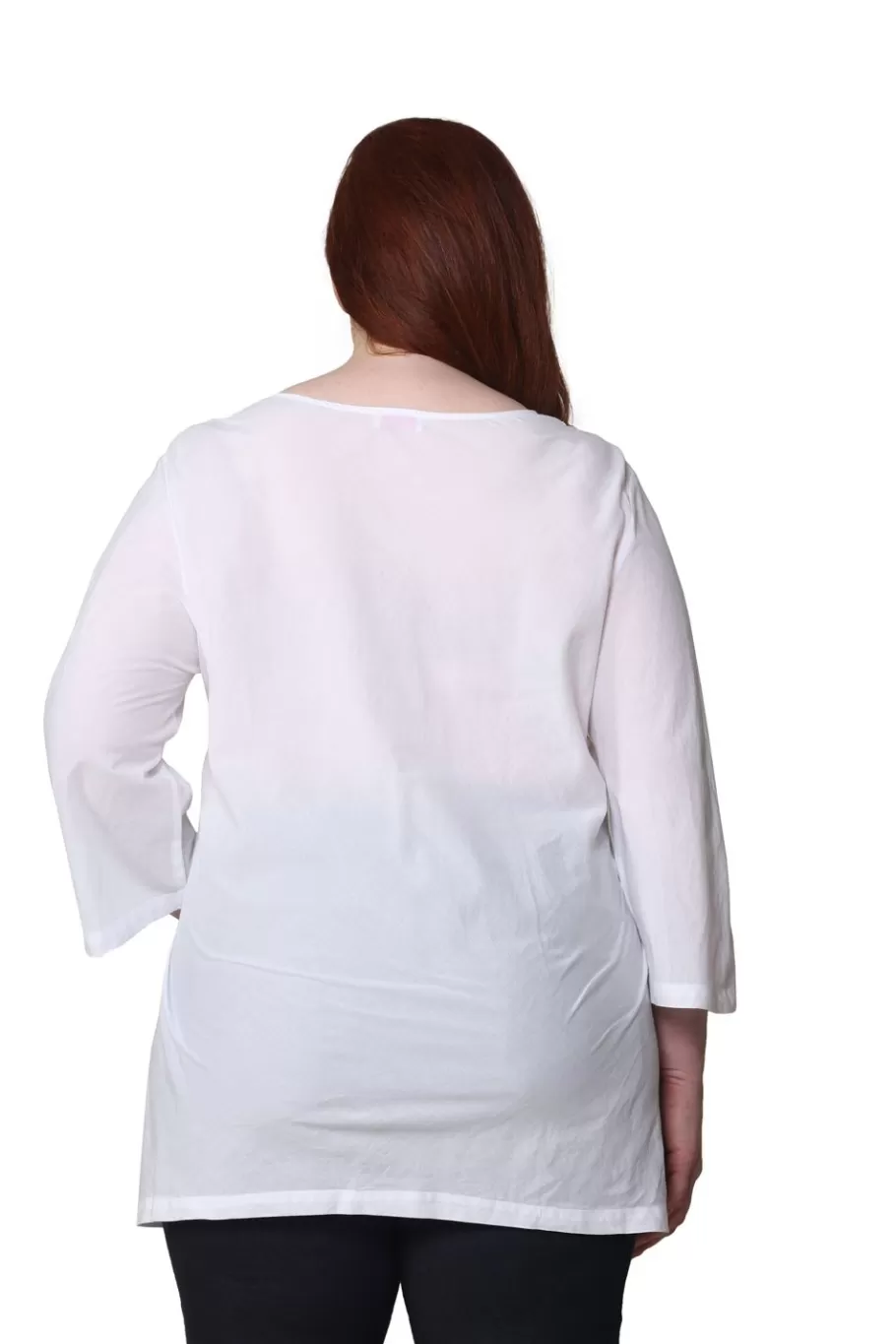 La Cera™ Tunica Con Cuello En V Y Bordado Completo De Talla Grande La Cera^ Plus Tops