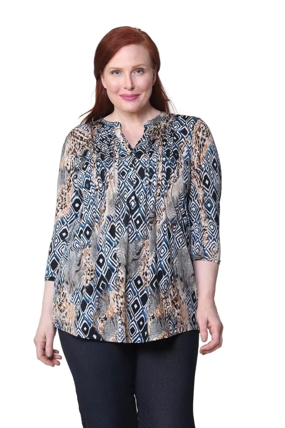 La Cera™ Tunica Con Estampado Batik La Cera Malabar Talla Grande^ Plus Tops