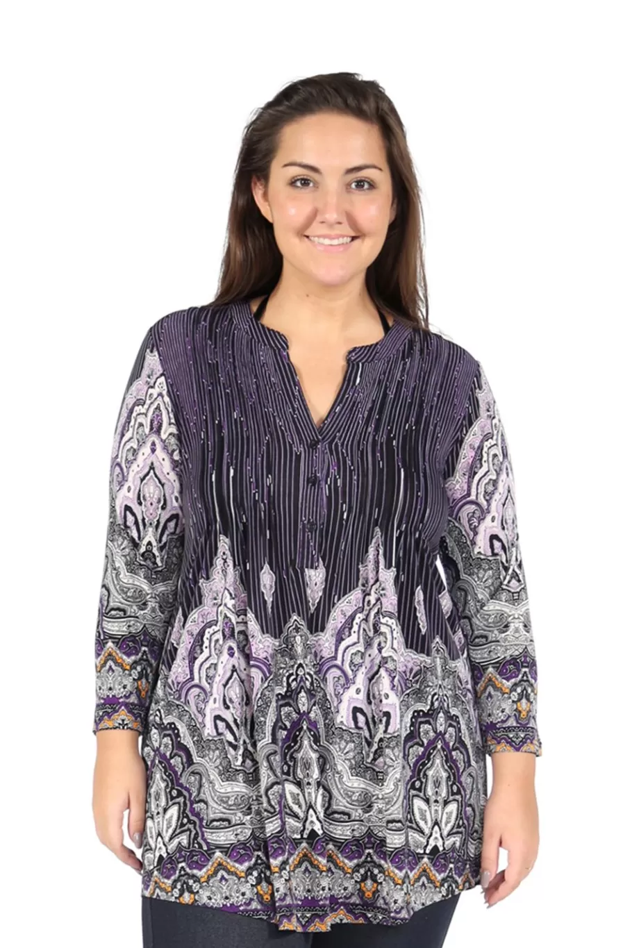 La Cera™ Tunica Con Estampado De Cachemira La Cera Empire Talla Grande^ Plus Tops