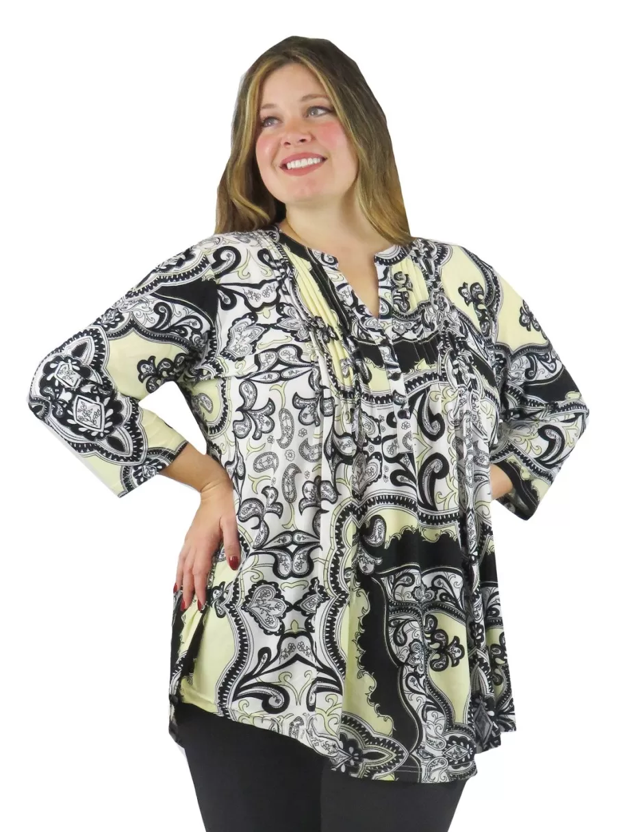La Cera™ Tunica Con Estampado De Cachemira La Cera Park Talla Grande^ Plus Tops
