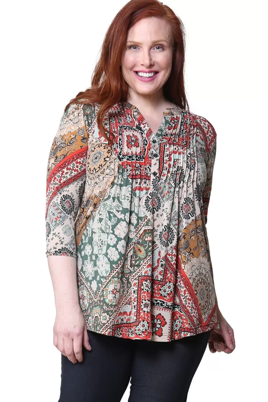 La Cera™ Tunica Con Estampado De Cachemira Persa La Cera Talla Grande^ Plus Tops